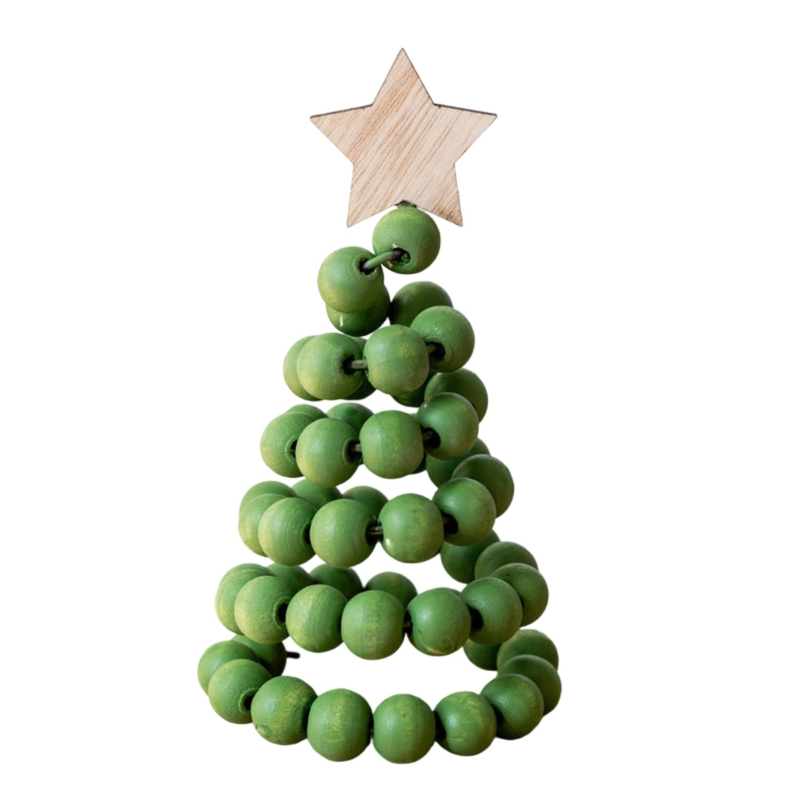 HZBB Miniature Christmas Tree Tabletop Ornament Wooden Beaded Christmas Tree Holiday Decoration for Mantels Dining Table Wooden Holiday Ornament