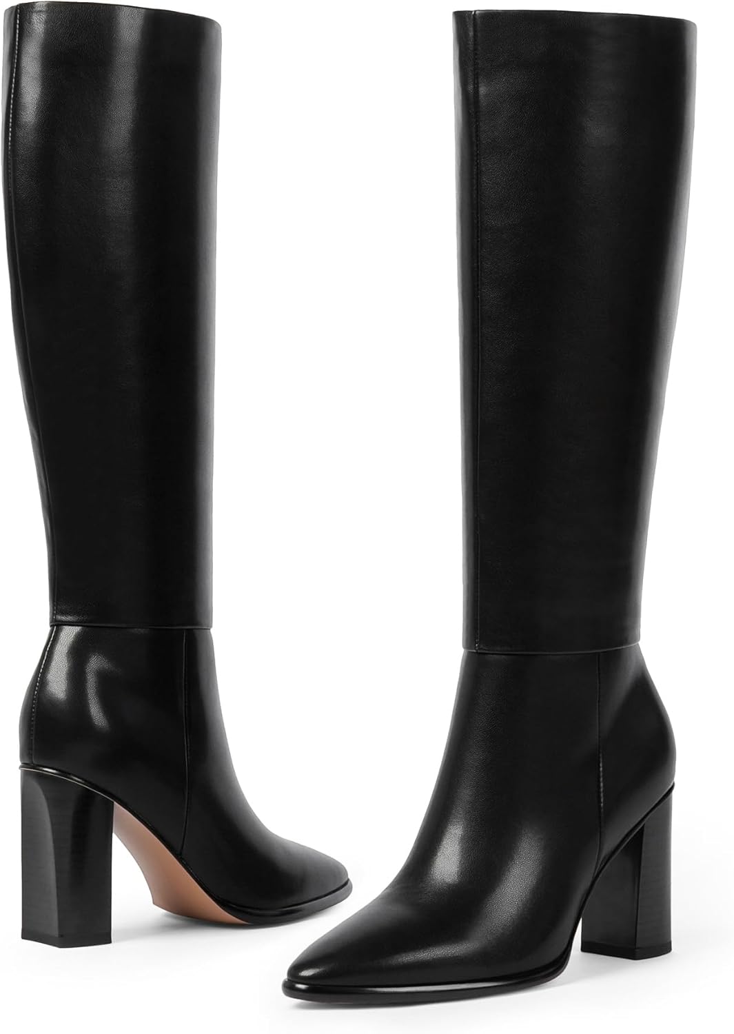 Knee High Boots Women Pointed Toe Chunky Heel Fall Tall Boots Side Zipper Long Boots for Women - Image 4