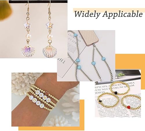 Miniatura 5 de 2100 cuentas de latón Rondelle de 3 colores, cuentas de engarce de latón diminutas cuentas de engarzado de latón con extremo espaciador de metal