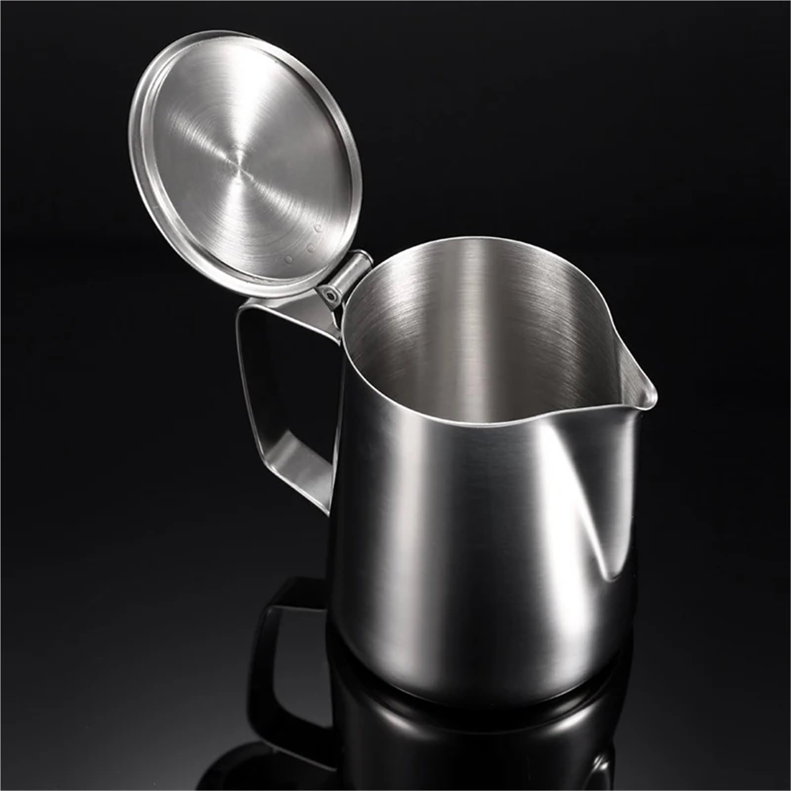 Genérico Jarra for espumar leche, jarra de vapor de acero inoxidable 430 con tapa for preparar café(1400ml)