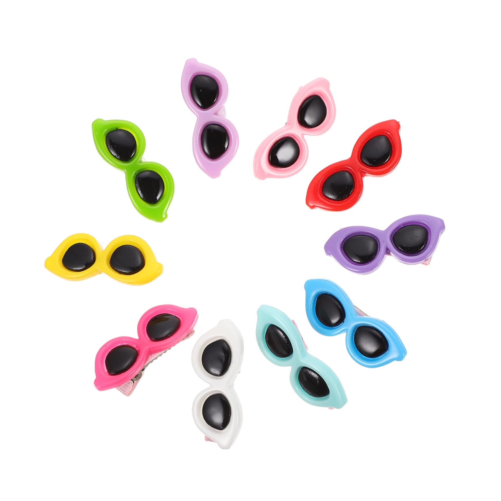 Happyyami 10Pcs Decorative Sunglasses Dog Hairpins Cute Pet Headdress Clips Mixed Colors for Adorable Puppy Hairstyles Lightweight Easy to Carry for Daily Wear Special
