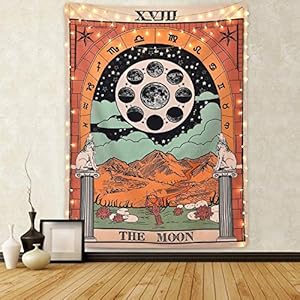 Amknn Tarot wandtapijt de maan de ster en zon tapijt middeleeuwse Europa waarzeggerij Tapestry muur opknoping decoraties…