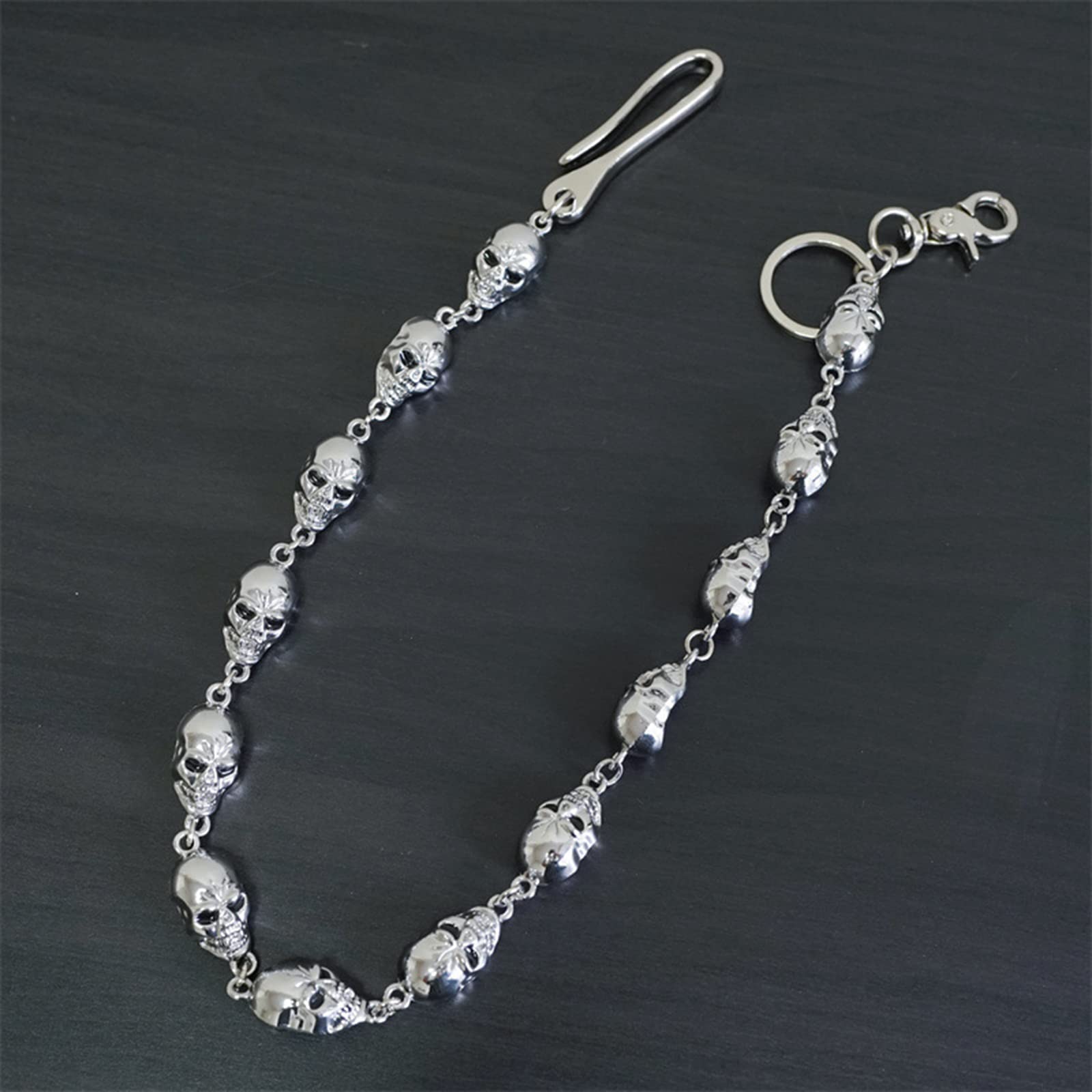 Catene per Portafoglio Biker, Pesante Catene per Pantaloni Metallo Wallet Chain Teschio Catene per Pantaloni da Uomo Catena Antifurto per Accessori Portafoglio per Jeans Punk Gotici