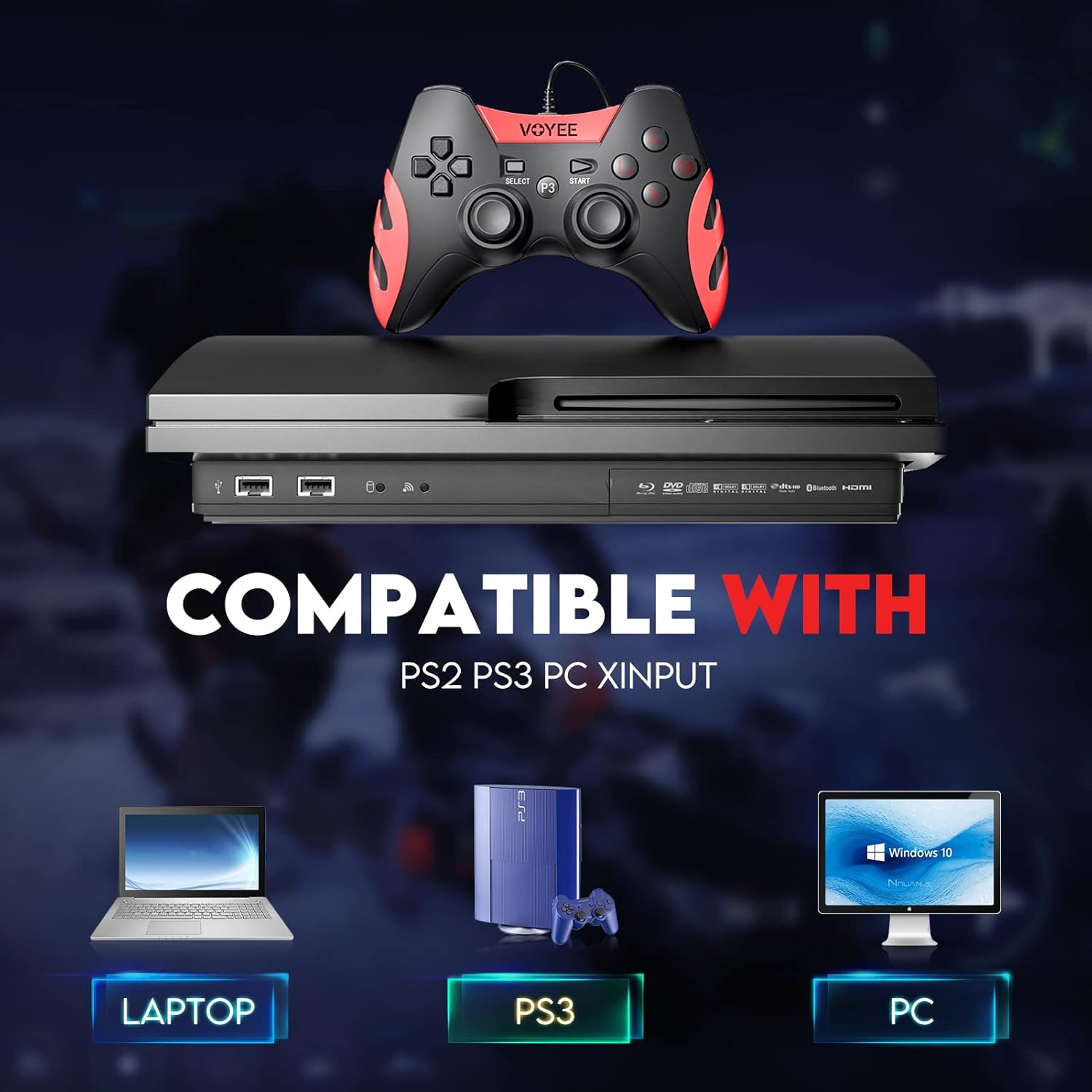 VOYEE WE-07 Controller compatibility with Laptop, PS3, PC