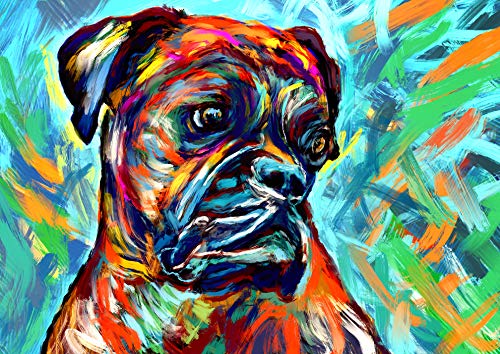 Boxer Dog Art Print, Colorful Boxer Dog Owner Gift, Dog Wall Art Print, Boxer Dog Decor Hand Signed Boxer Mom Gift by Oscar Jetson