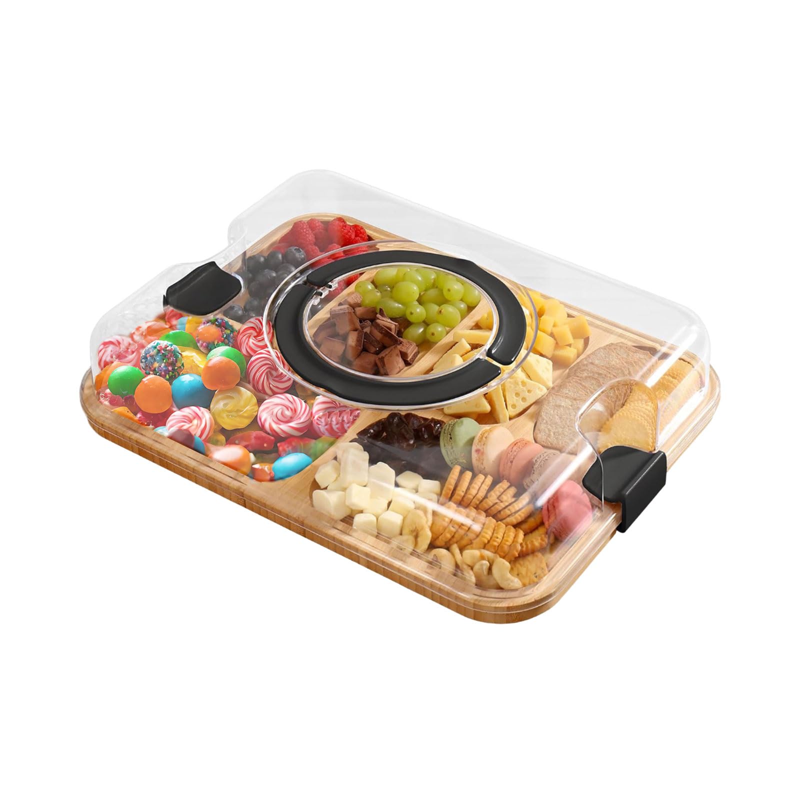 AIZYR Tragbare Snackbox Wurstplatte Mit Deckel, Obsttablett Mit Unterteilung Snackbox Für Hochzeiten, Picknicks, Geburtstagsfeiern