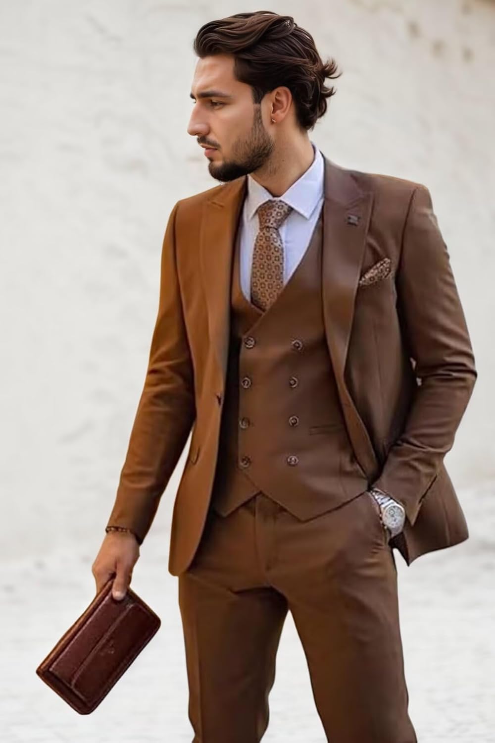 Men's Tuxedos Big and Tall Suits for Men Slim Fit 3 Piece Double Breasted Suit Men Business Prom Wedding Groom Suit Set