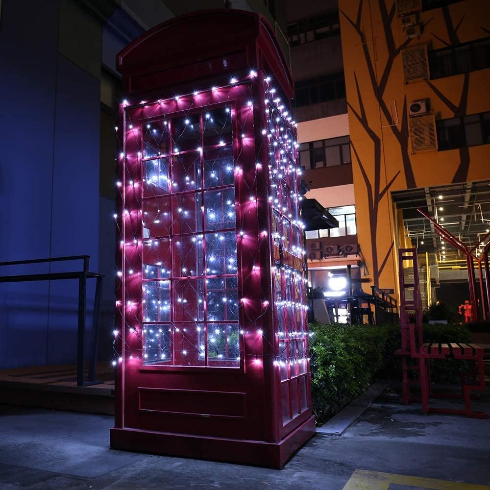 12ft x 5ft 360 LED Christmas Net Lights, 8 Modes Waterproof With Timer Low Voltage Connectable Mesh Lights for Trees, Bushes, Shurb, Garden, Outdoor Decoration(1 Pack, Green Wire, White)