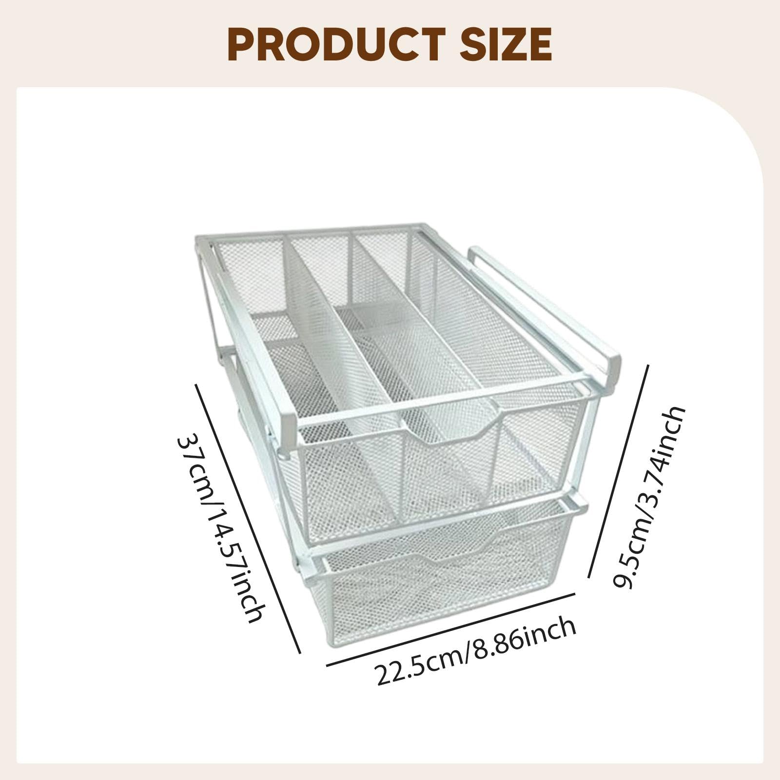 LOVIVER Cesta extraíble para Debajo del Estante, Ahorra Espacio, Metal, Organizador de cajones para Ropa Interior para el hogar, Dormitorio y Armario, Blanco
