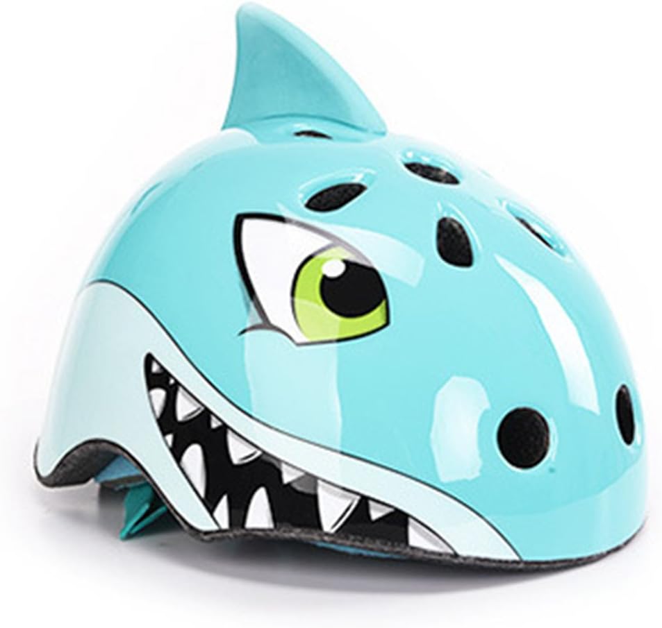 YAKOK Kids Helmet, Adjustable Animal Helmet Kids Safety Helmet for Bike Scooter Skateboard Skate for Child Boys Girls, Age 3-6,50-54CM size S (Blue Shark)