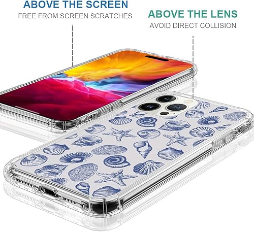 Miniatura 6 de DAIZAG Funda compatible con iPhone 15 Pro Max, bonita funda azul de conchas marinas para niñas y mujeres, funda transparente suave y transparente de