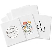 Custom Printed Napkins with Logo Photo and Text, 5 x 5 Inch Cocktail