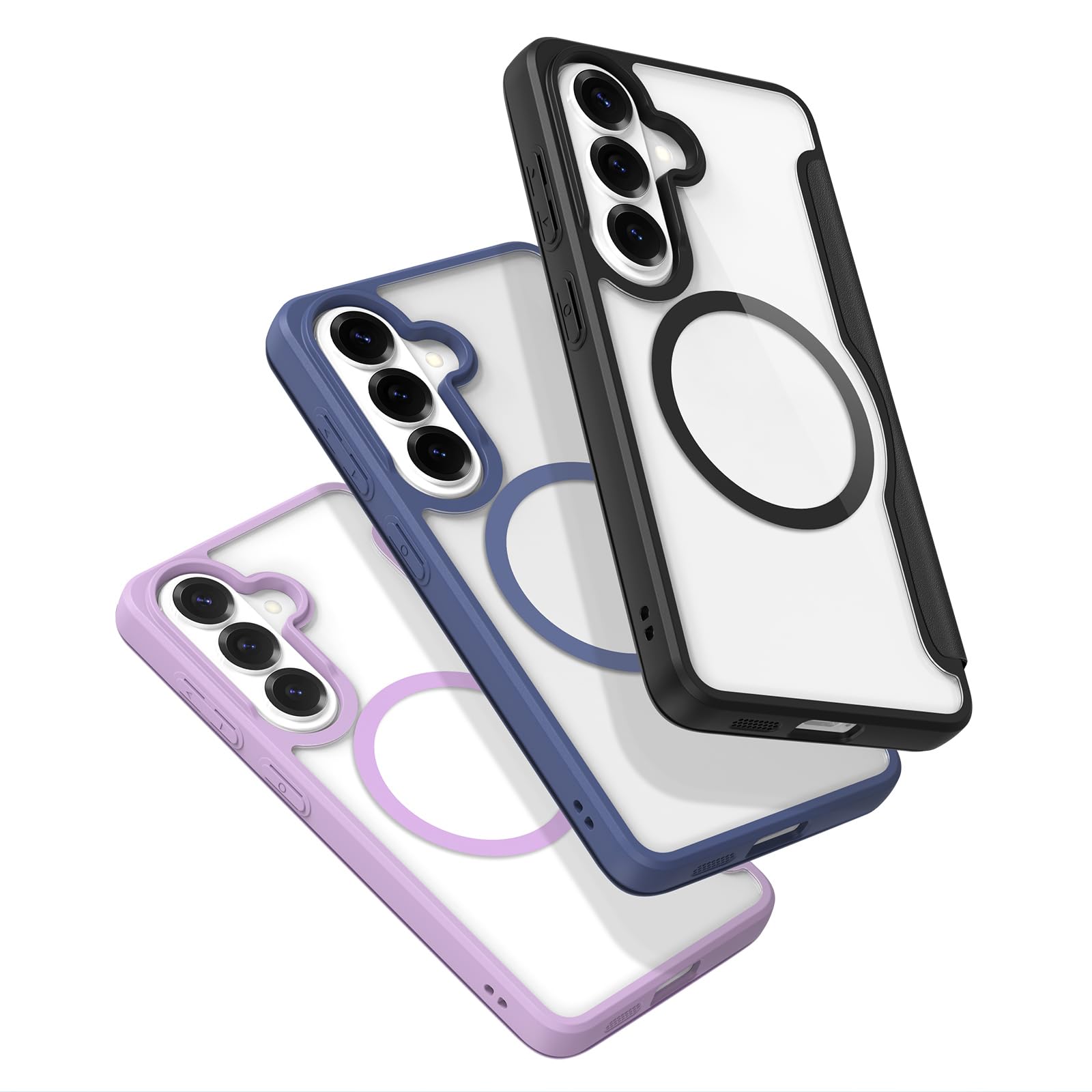 DUX DUCIS Magnetyczne etui do Galaxy S26 Plus, [kompatybilne z MagSafe] Premium Flip skórzane przezroczyste etui ochronne na telefon komórkowy z blokadą RFID do Galaxy S26 Plus (czarne)