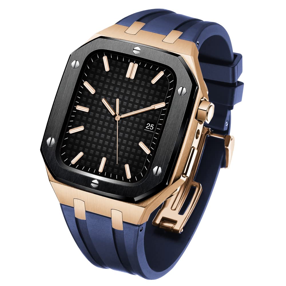 Bracelet montre Apple Watch 44mm acier style chêne pour look chic homme