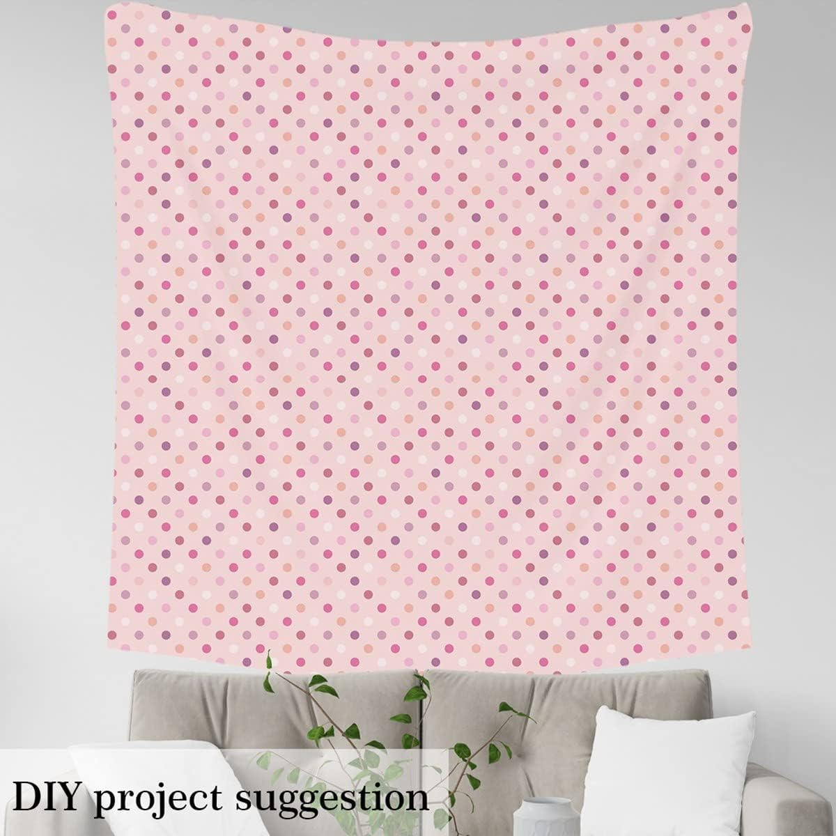 Polka Dot Fabric by The Yard, Girl Pink Upholstery Fabric, Cute Cartoon Geometric Decorative Fabric, Retro Rustic Waterproof Outdoor Fabric, DIY Art Upholstery and Home Accents, Multicolor, 2 Yards