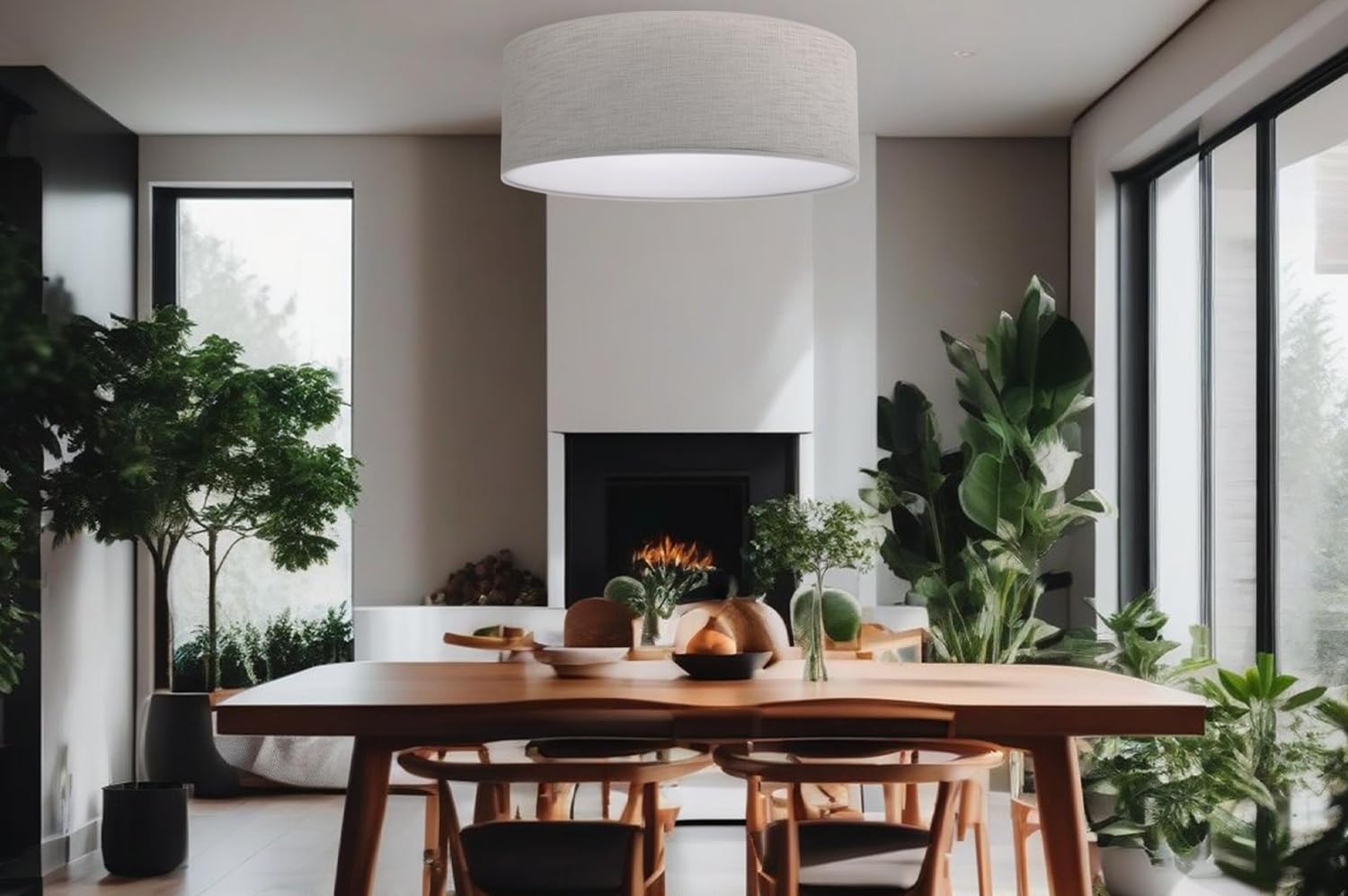 Light-Home Stone sufitowy żyrandol - Nowoczesna modern lampa na sufit do sypialni salonu i kuchni w stylu loft - tkanina - E27 z 1 punktem światła - klosz jasny beż 40cm