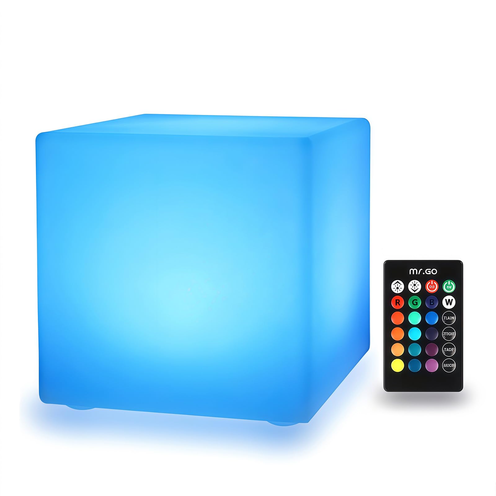 Mr.Go 6" LED lampada Rgb cubo luce notturna ricaricabile lampada da tavolo cambia colore luce d'atmosfera con telecomando, luminosità dimmerabile, 16 luce calda per illuminazione domestica e