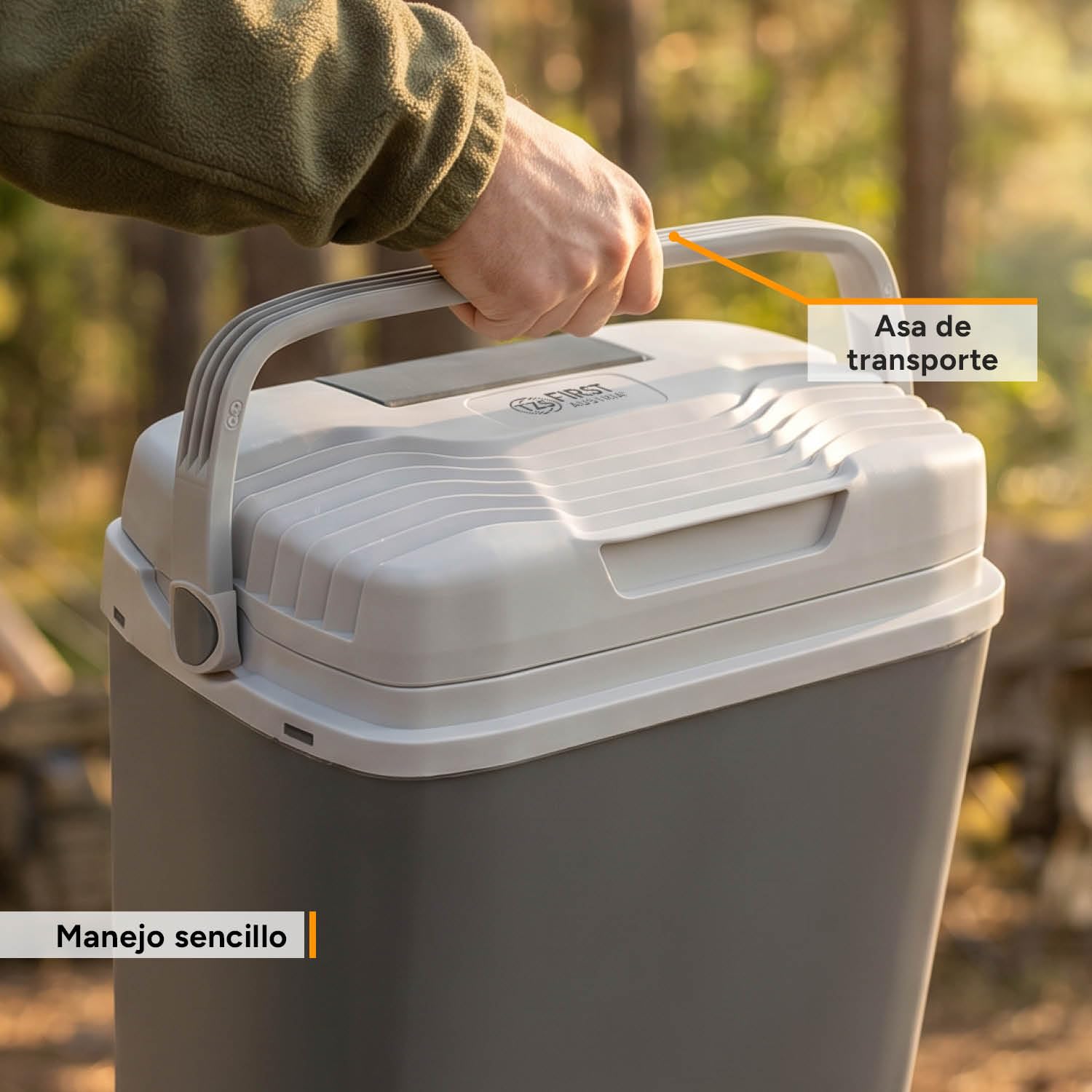 TZS First Austria Nevera Eléctrica 19L - Triple Alimentación con USB-C PD 3.0-52W Frío y Calor - Coche y Camping - Gris Claro