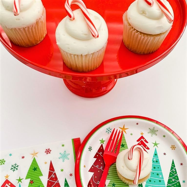 Red Melamine Pedestal Cake Stand for Desserts
