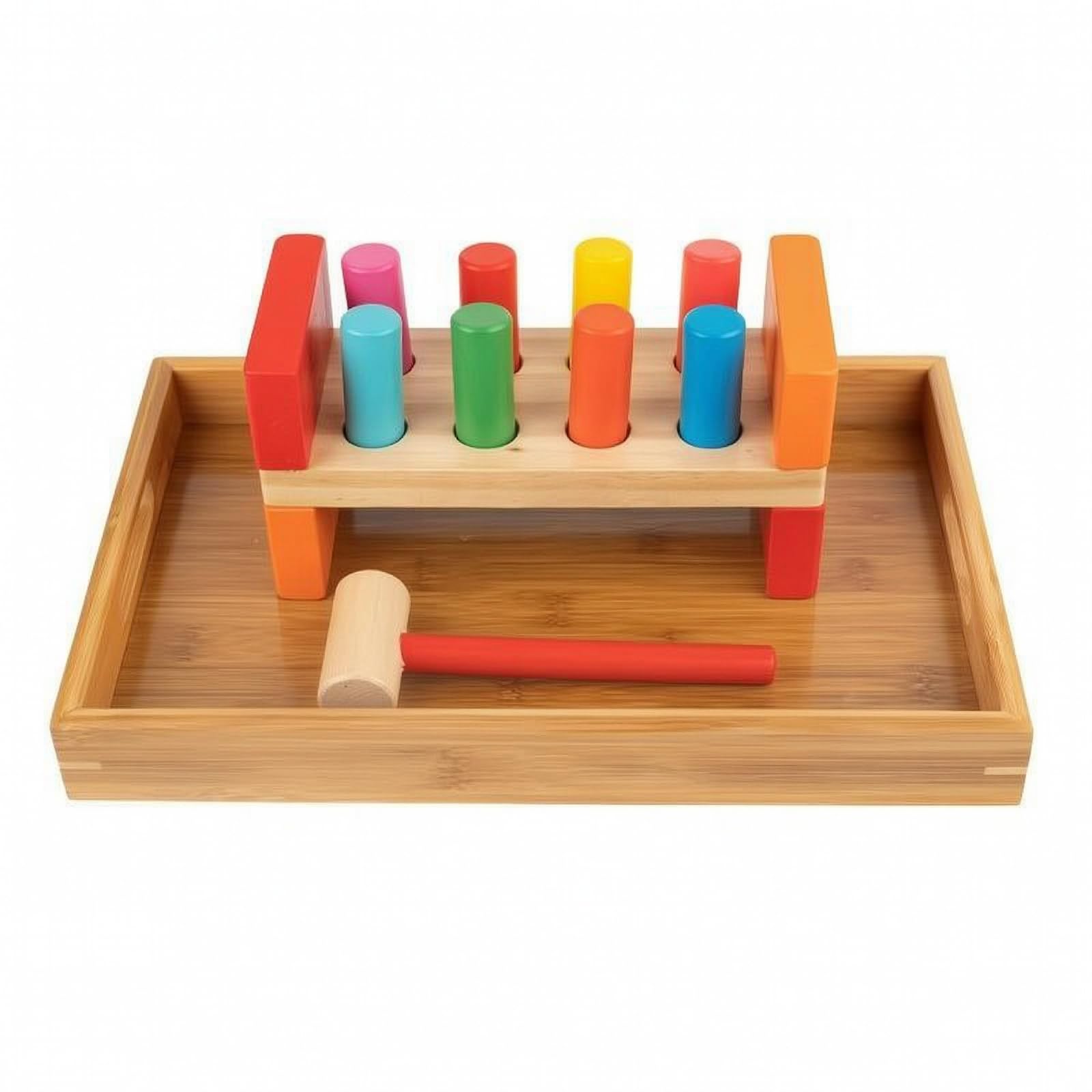 Gioco di Motricità Motricità Fine Pioli Colorati Sicuro Gioco a Martello con Pioli Interattivo Giocattolo per Bambini Piccoli