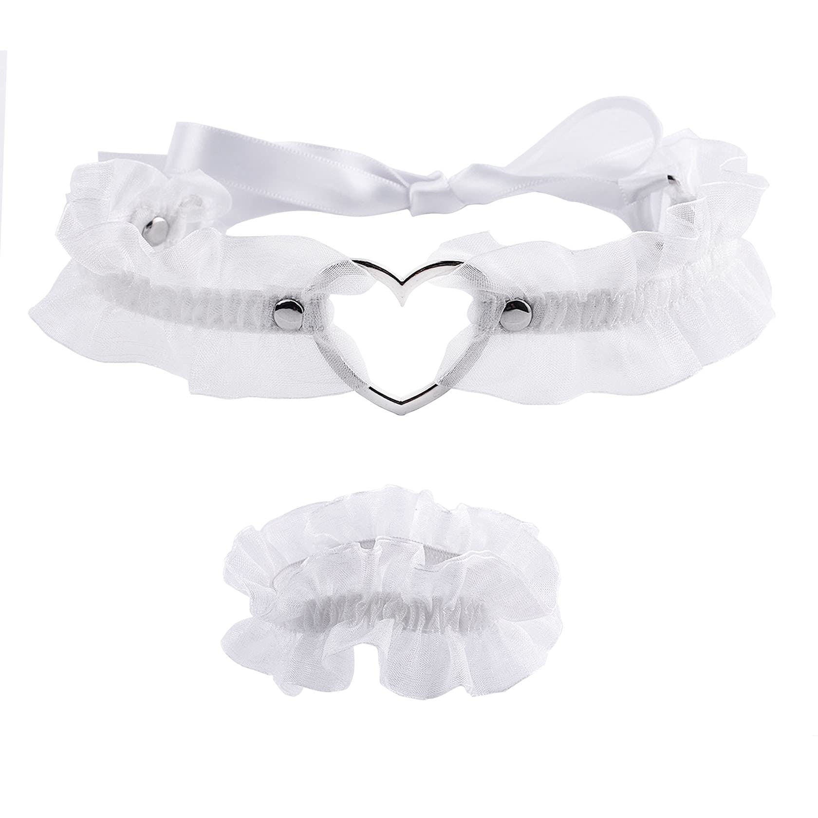 MILAKOO Black Punk Choker Charm Stretch Gothic Tattoo Chokers Necklace and Bracelet Set for Women: B-white