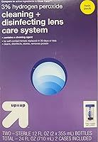 Vista 1 de Up &up Sistema de limpieza y desinfección de cuidado de lentes 3% solución de peróxido de hidrógeno 2 x 12 onzas líquidas, incluye 2 fundas