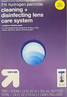 Up&Up Cleaning and Disinfecting Lens Care system 3% Hydrogen Peroxide Solution 2x12 Fl Oz Includes 2 Contact Cases