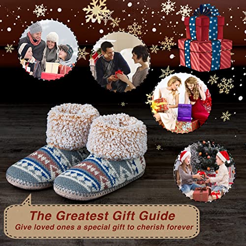 Image of cosyone1997 Cable Knit Slipper Socks for Women Non Slip Soft Sole | Fuzzy sherpa lining, gripper dots, flexible bootie coverage and machine washable care for warm, comfortable indoor wear