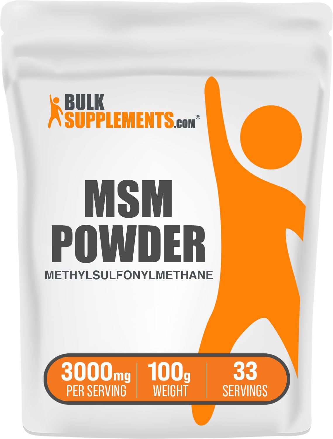 BulkSupplements.com MSM Powder (Methylsulfonylmethane) - Sulfur Powder - MSM Powder for Hair Growth - MSM for Horses (100 Grams - 3.5 oz)