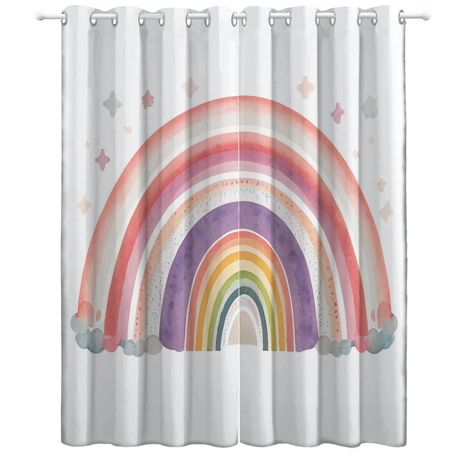 Cortinas para dormitorio de niños, 2 paneles de 91,5 cm de ancho x 214 cm de alto, cortinas opacas de microfibra de poliéster 3D con aislamiento de microfibra de poliéster con ojales blancos