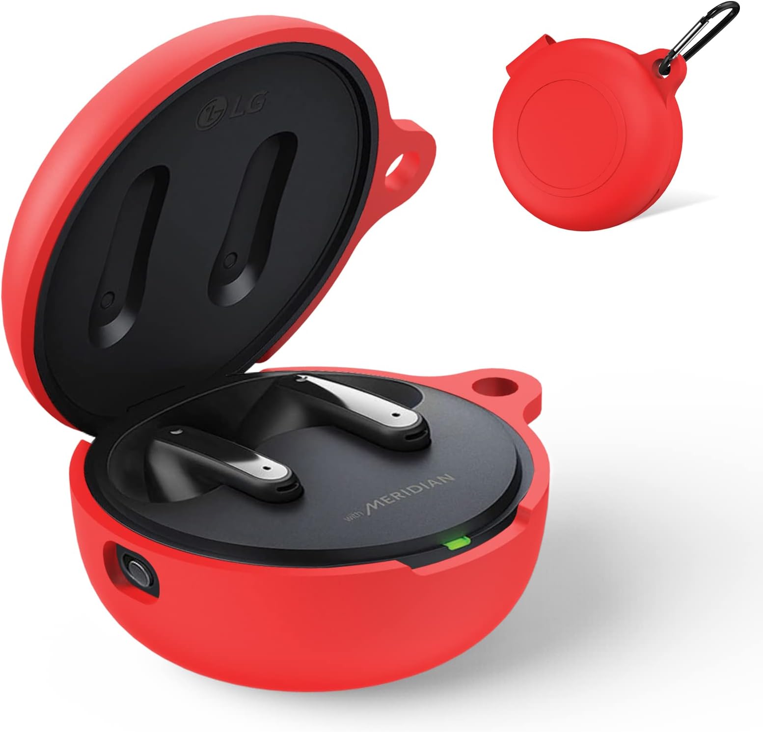 WQNIDECase for LG Tone Free FP9/FP9W/FP9E Silicone Cover Protective case Scratchproof/Shockproof/Waterproof for LG Tone Free True Wireless Bluetooth Earbuds Accessories with Keychain (Red)