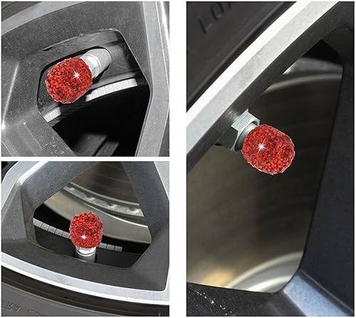 Miniatura 9 de 4 tapas de vástago de válvula de cristal con diamantes de imitación, accesorios exteriores de automóvil, cubiertas herméticas para vástagos de