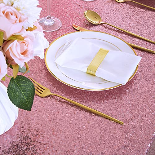 Image of B-COOL Sequin Tablecloth 50x80 Inch Sparkly Table Cloth Hot Pink Sequin Table Cloth Overlays for Party Decoration Christmas Wedding Dinner Linen
