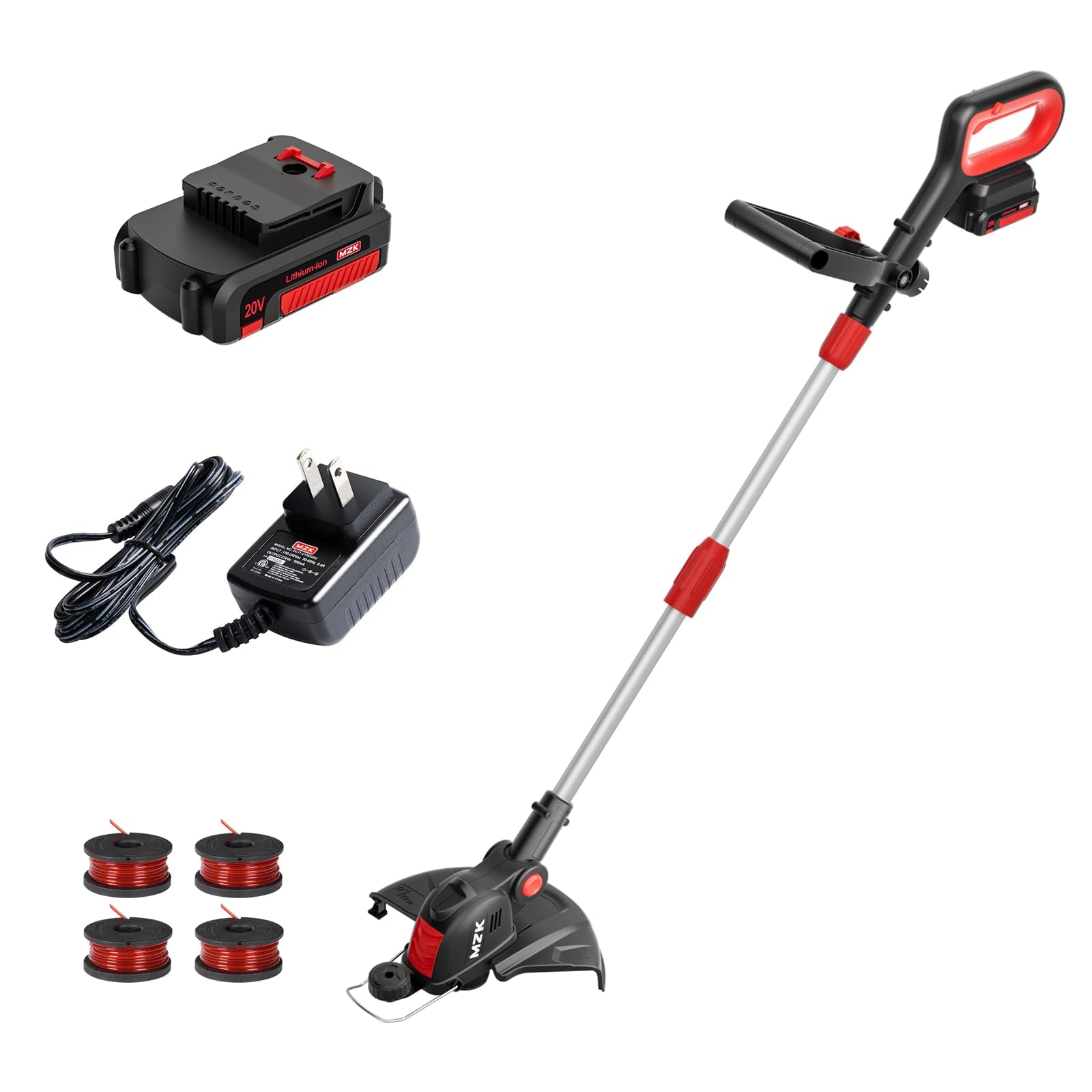 MZK 20V 12'' Cordless String Trimmer, Grass Trimmer&Edger (2 * 2AH Battery and Charger Included),B0F31ZTVR5