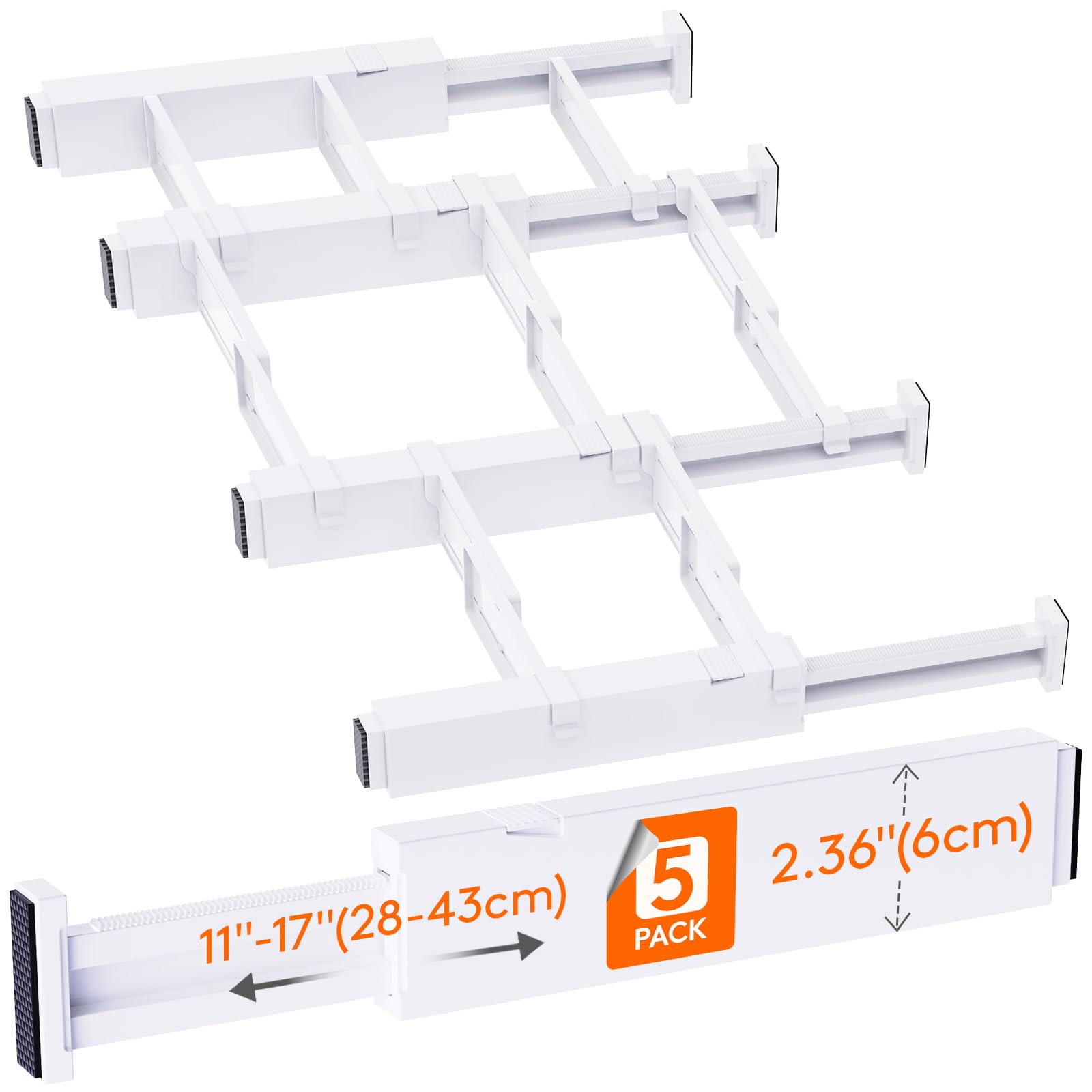 Lifewit Pack Drawer Dividers High, 11-17'' Adjustable Drawer  Organizer with Inserts for Utensils/Clothes/Makeup, Plastic Expandable