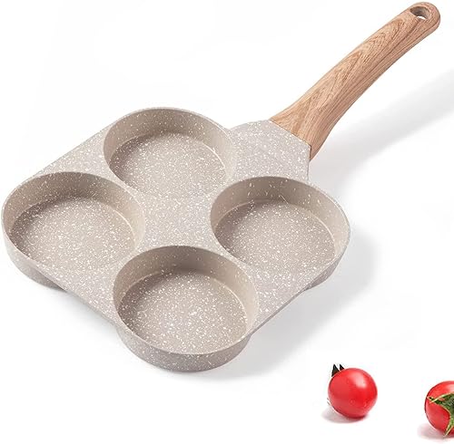 Miniatura 10 de Sartén antiadherente para huevos, sartén de 3 secciones, sartén de tortilla de aleación de aluminio para el desayuno, adecuada para estufa de gas y