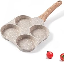 MIUGO Four-Cup Fried Egg Pan, Medical Stone Non-Stick Frying Pan for Breakfast,Divided Egg Skillet Suitable for Gas Stove and Induction Cooker (3-inch eggs)