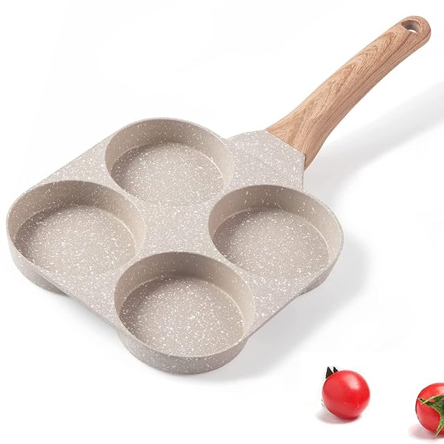 Four-Cup Fried Egg Pan Medical Stone Non-Stick Frying Pan for Breakfast Divided Egg Omelet Pans Suitable for Gas