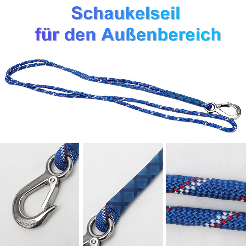 Paittesllly Fissaggio per Altalena, Fissaggio per Amaca, 2 Pezzi Swing Hanging Kit 2 x 29 cm, Altalena sospesa in Nylon con 2 moschettoni e Anelli a D per Altalena
