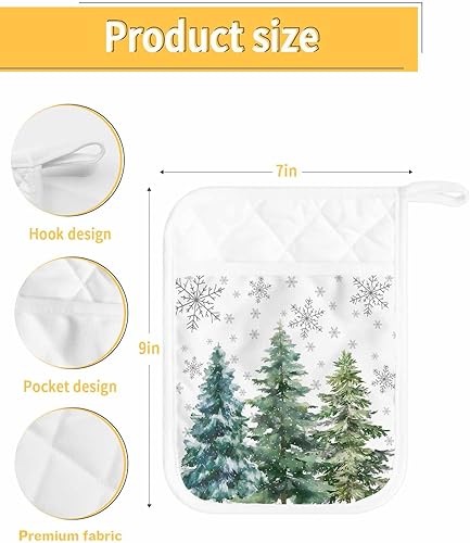 Miniatura 3 de Juego de 2 soportes para ollas de árbol de Navidad para cocina, antideslizante y aislante de calor, juego de agarraderas de tela de toalla con