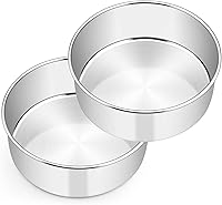 Vista 1 de E-far - Moldes redondos de 9½ x 3 pulgadas para tartas de acero inoxidable, moldes profundos para hornear pasteles para cumpleaños, bodas, fiestas
