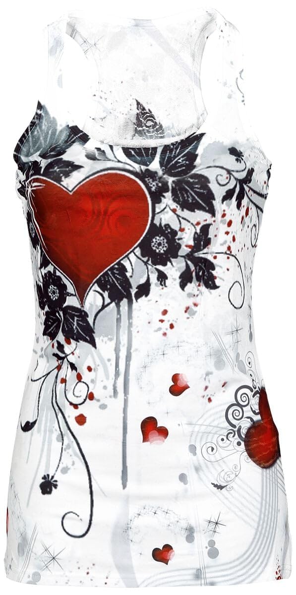 Innocent Rose Heart Mujer Top Blanco Spitzendetails Regular