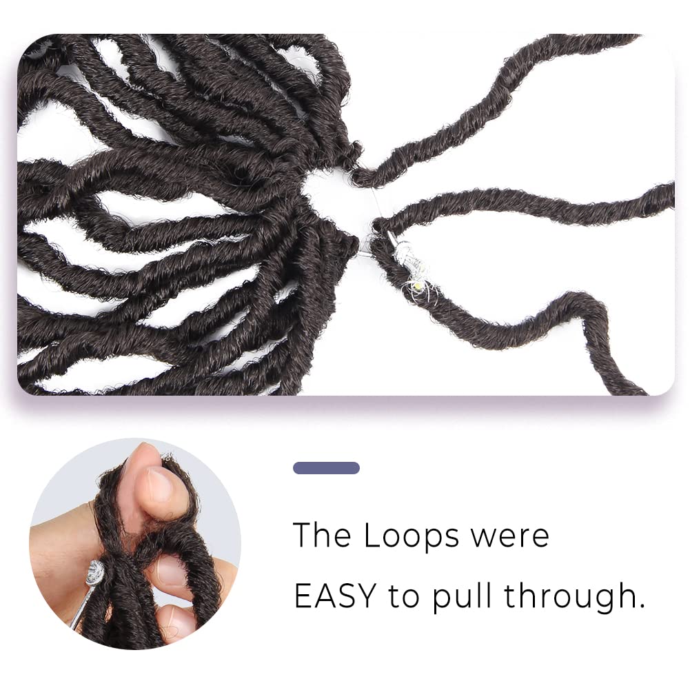 Niseyo Faux Locs Crochet Hair 16 Inch Soft locs, 6 Packs Short Crochet Locs Pre Looped Crotchet Straight Synthetic Hair Extensions (4#, Brown)