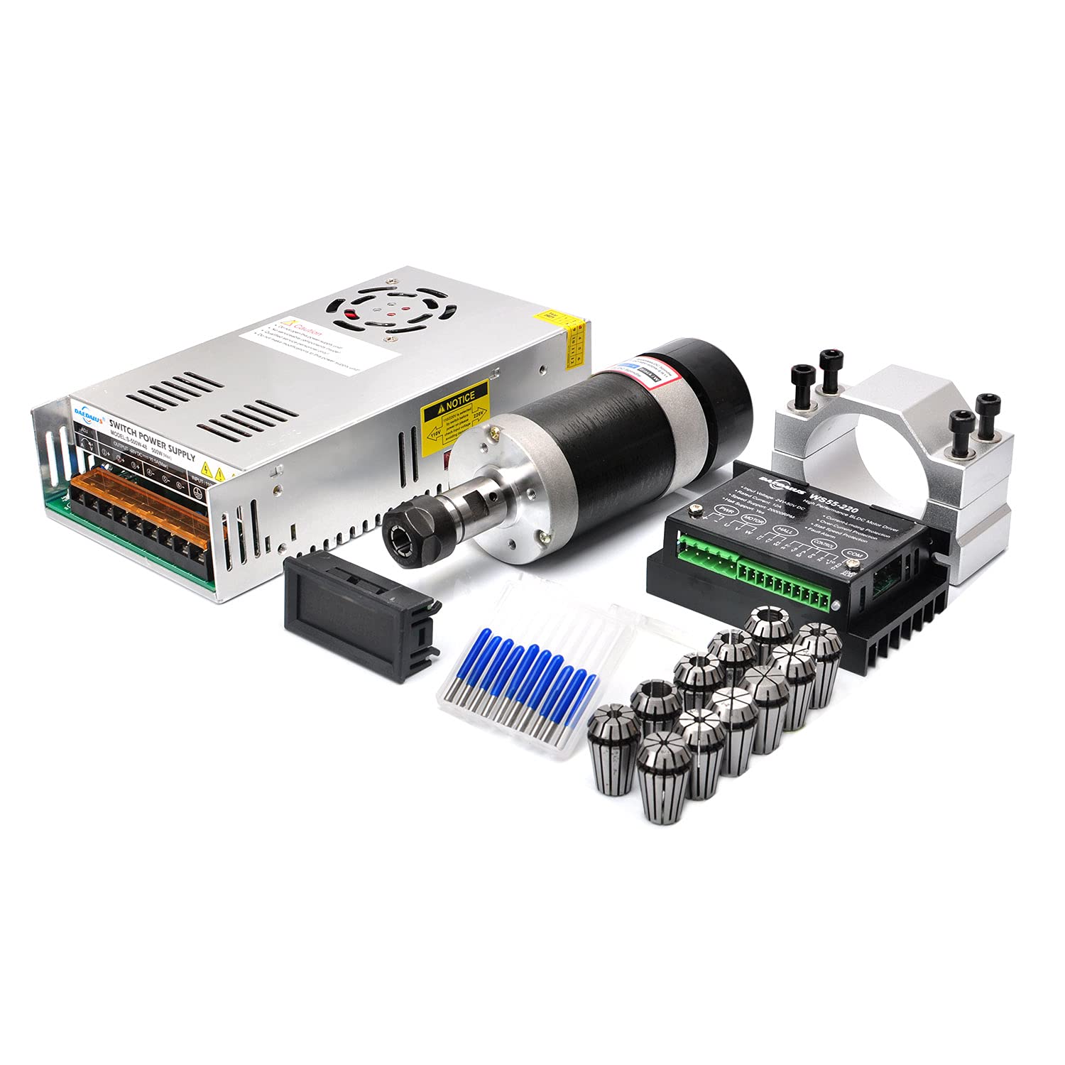 CNC Brushless Spindle Motor Kit, 400w, ER16, 48V DC, 12000RPM