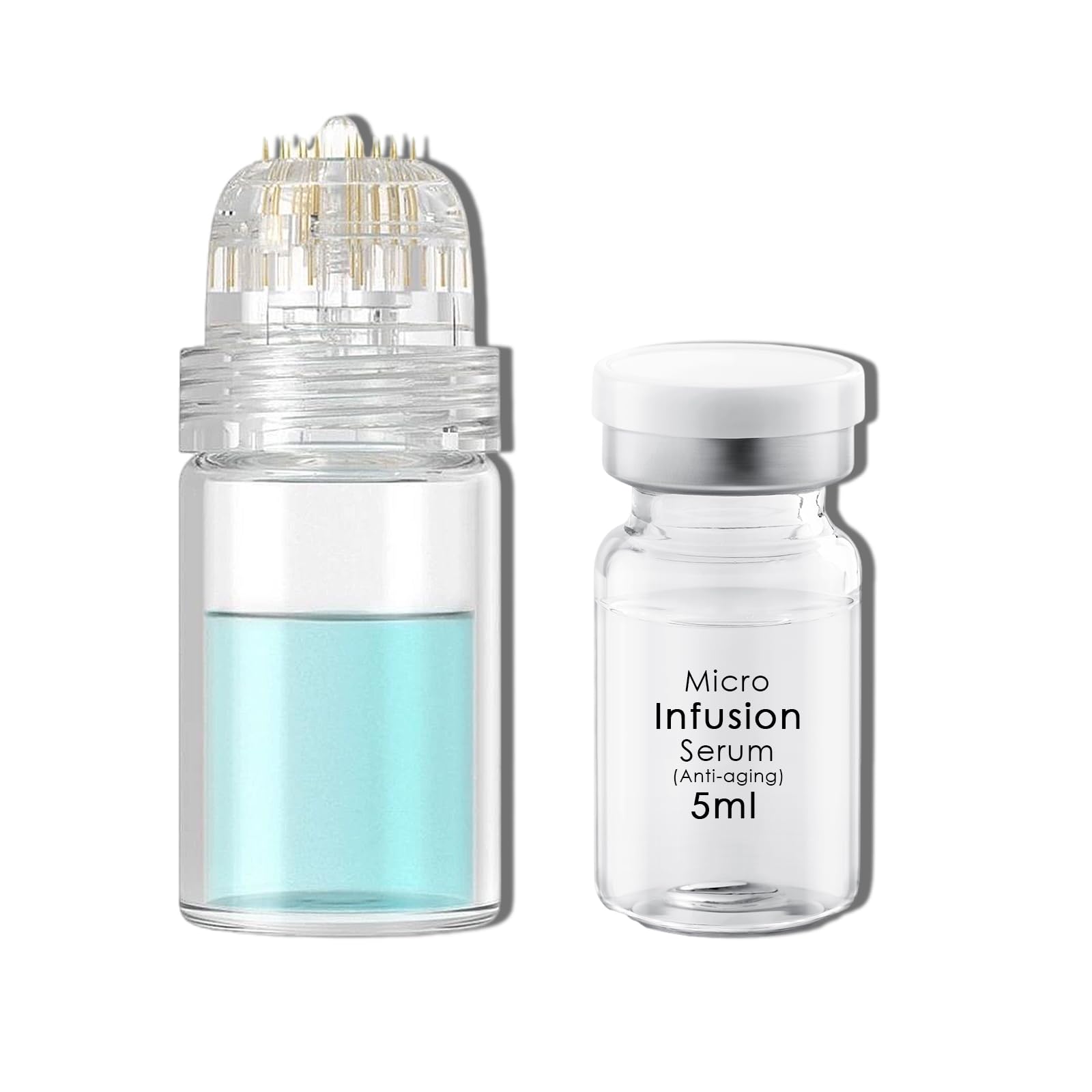 Microneedling Infusion System Set, Micro Microneedle Infusion System Included Hydra Needle 0.5mm 1Pc and Anti-Aging Serum Ampoule 5ml, All-in-one Solution Micro Hydra Needle Infusion System