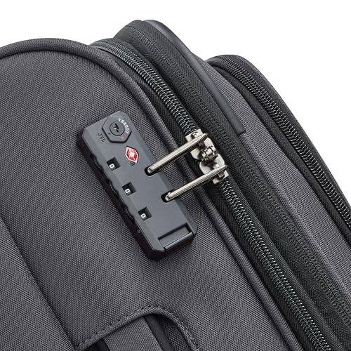Image of DELSEY PARIS Priscilla 55 cms Small Cabin Polyester Soft Sided 8 Wheels and Expandable Spinner Suitcase /Trolley Bag for Travel with TSA Lock- Anthracite