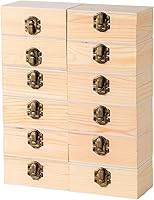 Vista 1 de 12 pcs Small Wooden Box for Crafts, 4.3inX2.7inX1.8in Unfinished Wooden Boxes with Lid Keepsake Box for Jewelry Storage DIY Crafts