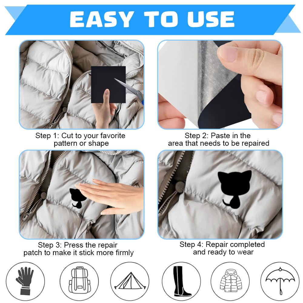 Adulte Patch Autocollant Doudoune EMAGEREN 11Pcs Patchs De Doudoune Kit De Ru00e9paration De Doudoune Patchs De Ru00e9paration En Nylon Tissu Autocollant Reparation Ecusson Thermocollant