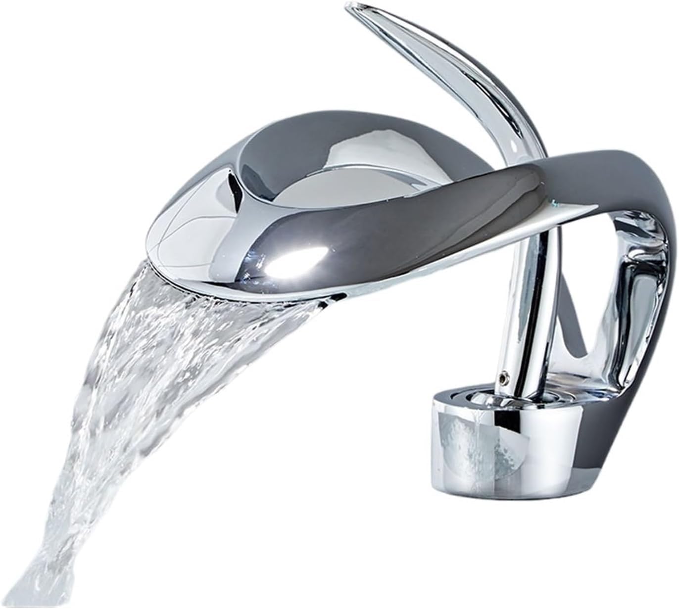 HCFYAUIS Modern Waterfall Bathroom Faucet Single Handle Silver Sink Tap for Basin Vanity Stylish Home Bathroom Fixture