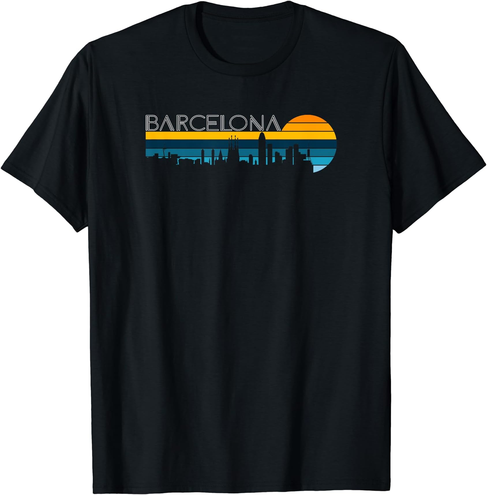 Irreverent TeesBarcelona Skyline - Vintage Retro Sunset Barcelona Cityscape T-Shirt